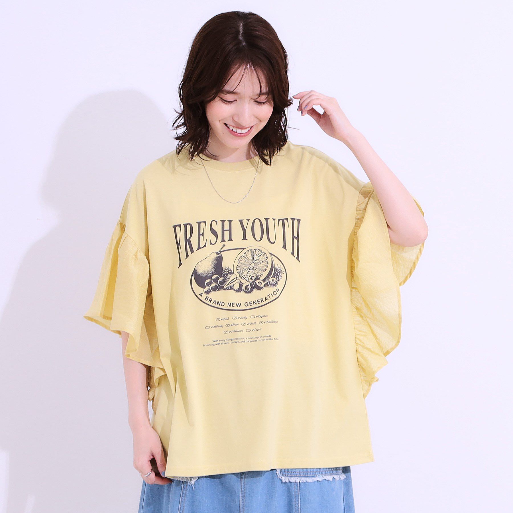 SHOO･LA･RUE「【S-LL】リメイク風 ポンチョデザインTシャツ」|Tシャツ・カットソー|