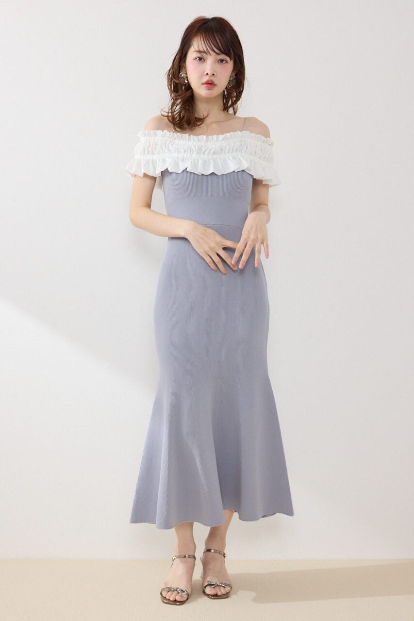 rienda「フリルドッキングニットワンピース」|ワンピース|BLU