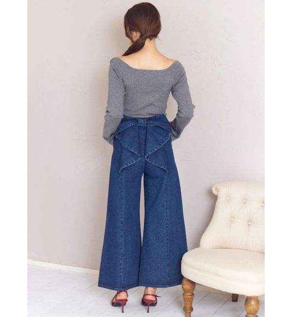 CALNAMUR「バックリボンデニムパンツ」|デニム|