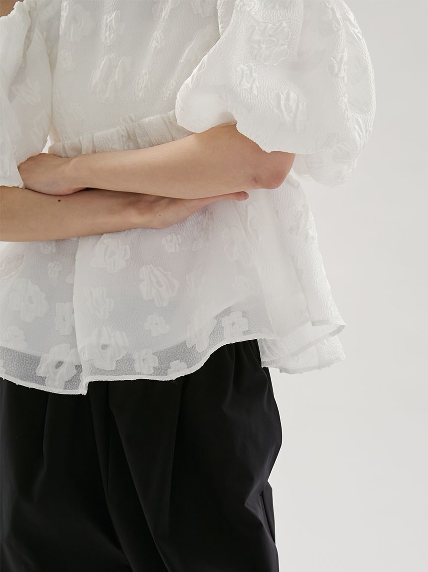 emmi atelier「フラワーふくれジャガードブラウス」|シャツ・ブラウス|
