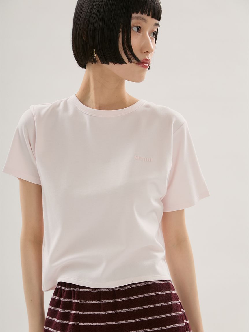 emmi atelier「ソフトタッチクロップドTシャツ」|Tシャツ・カットソー|PNK