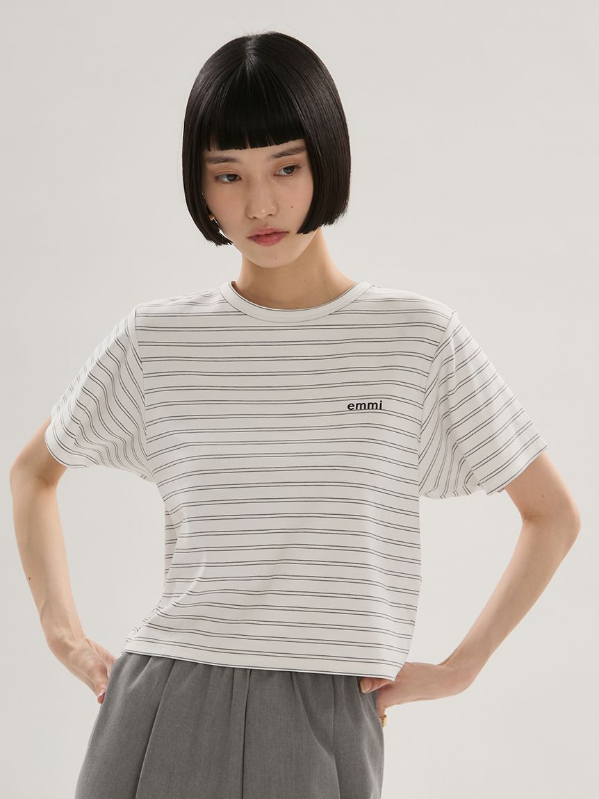 emmi atelier「ソフトタッチクロップドTシャツ」|Tシャツ・カットソー|