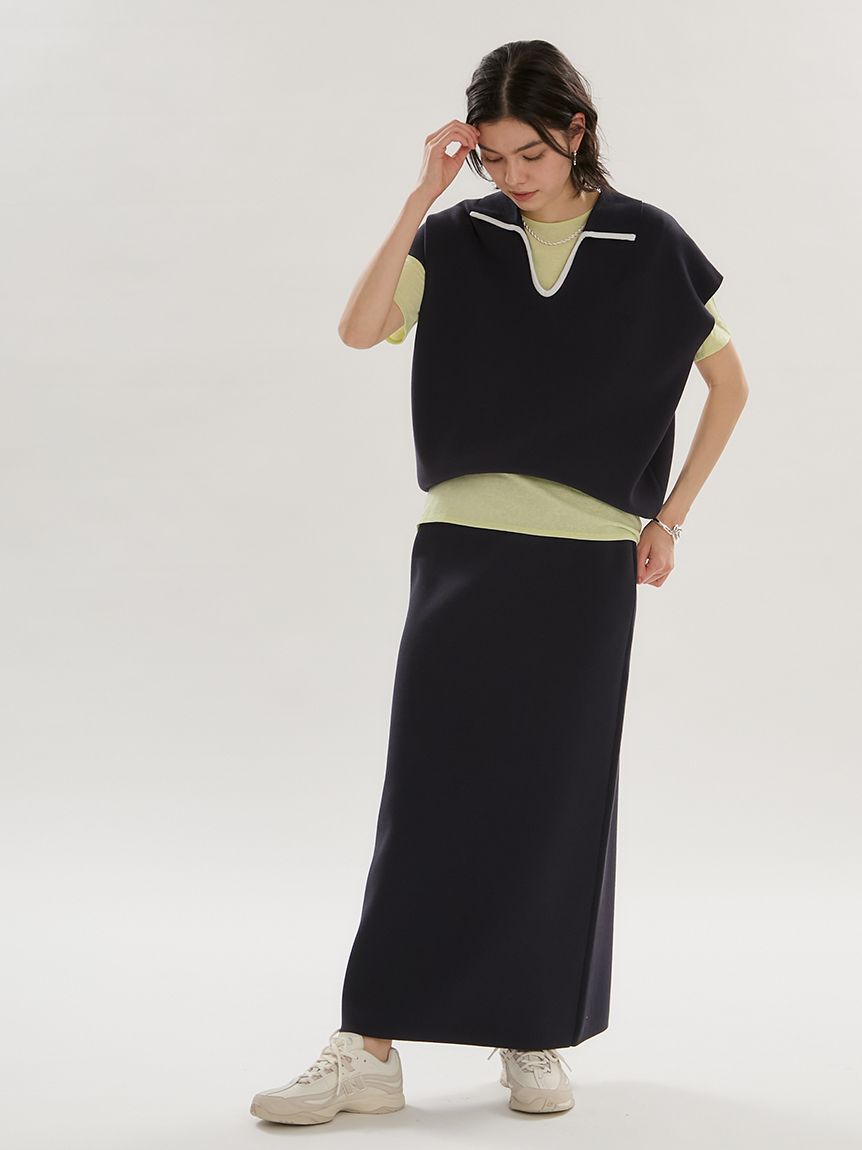 emmi atelier「エフォートレスポロニット【セットアップ対応】/ウォッシャブル/UVカット/接触冷感」|ニット・セーター|