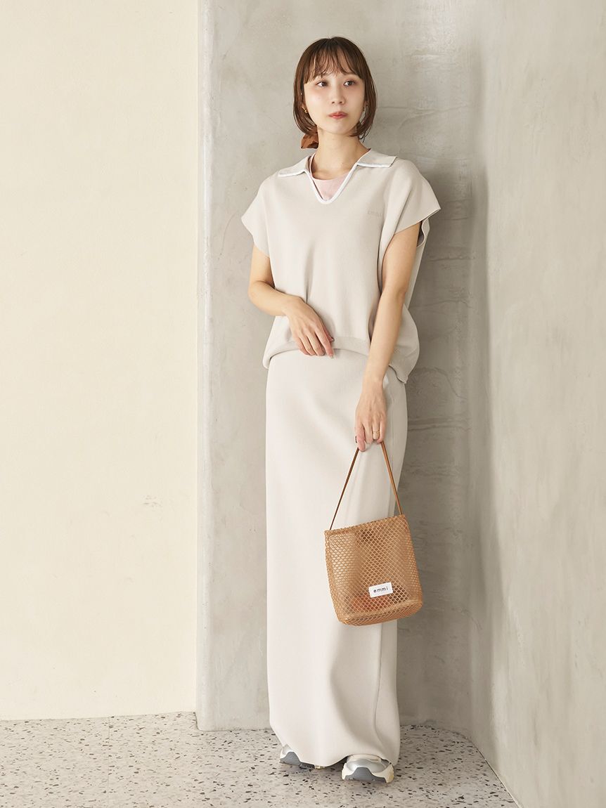 emmi atelier「エフォートレスポロニット【セットアップ対応】/ウォッシャブル/UVカット/接触冷感」|ニット・セーター|