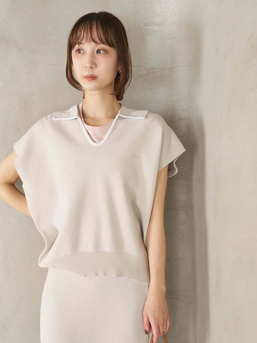 emmi atelier「エフォートレスポロニット【セットアップ対応】/ウォッシャブル/UVカット/接触冷感」|ニット・セーター|