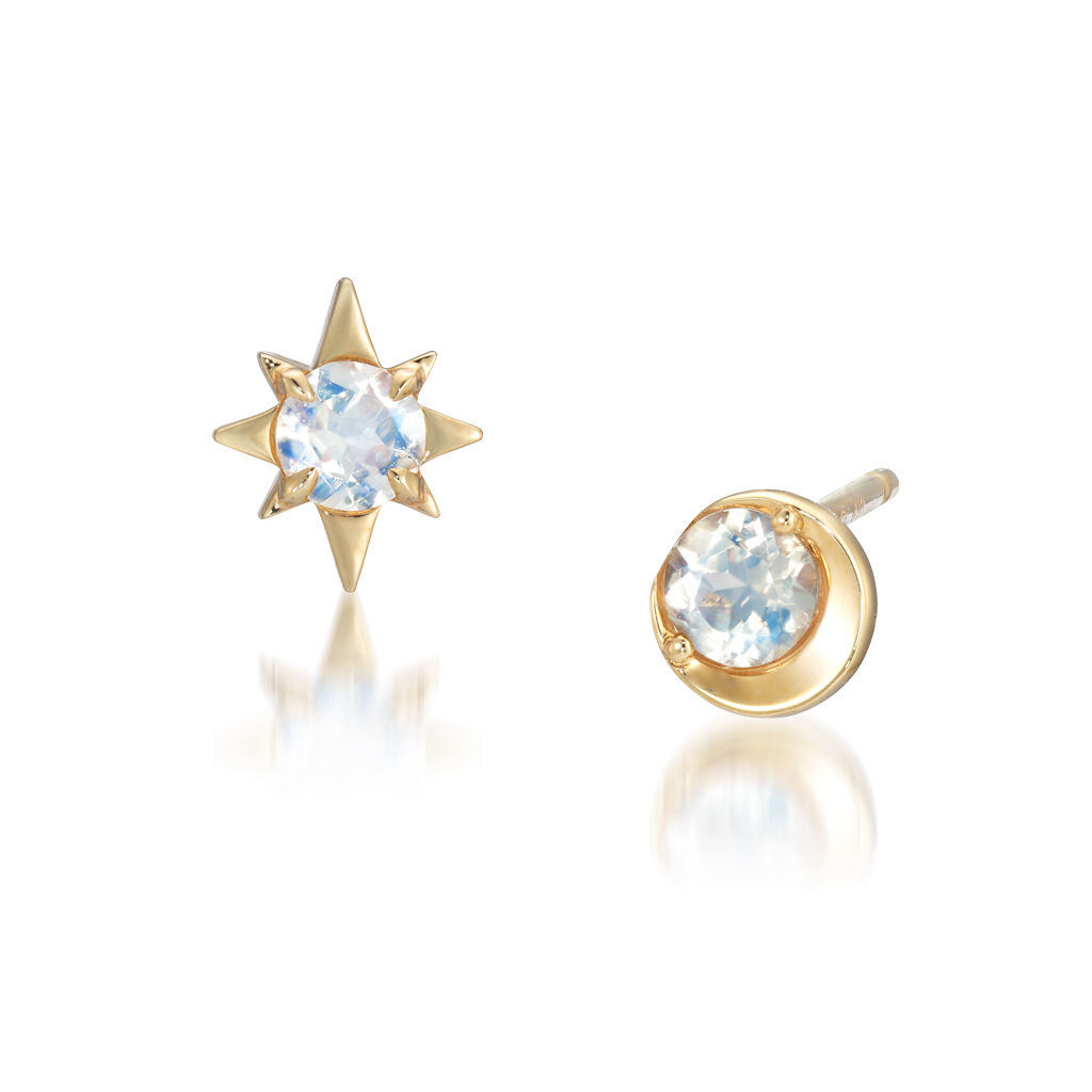 STAR JEWELRY「MOON&SUN」|ピアス|イエローゴールド