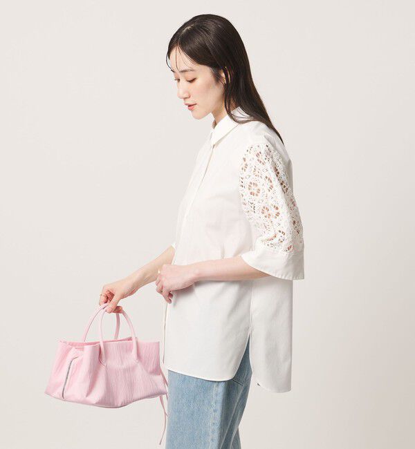 UNITED ARROWS「ラッセルレース コンビ シャツ ‐ウォッシャブル‐」|シャツ・ブラウス|WHITE