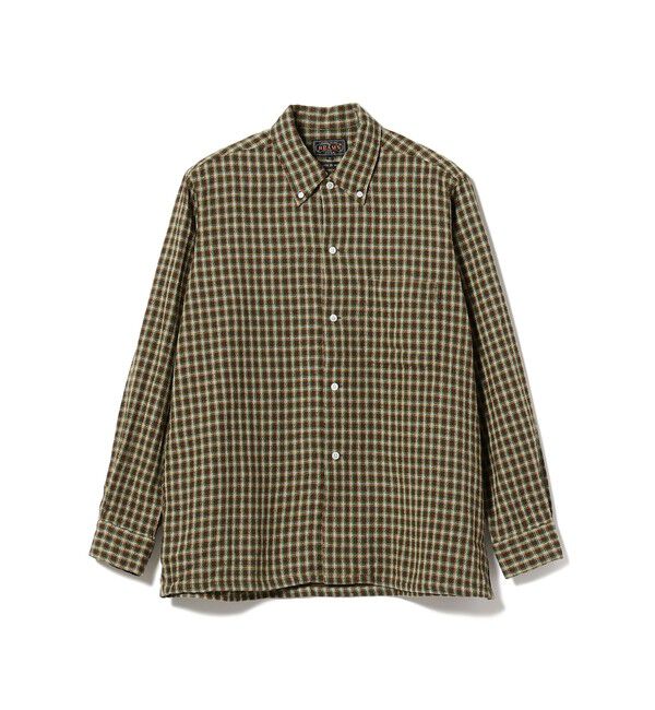 BEAMS PLUS「ダブルフェイス チェック オープンカラー ボタンダウン シャツ」|シャツ・ブラウス|