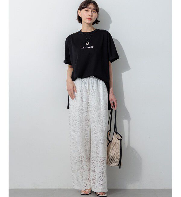 23区「【見上愛さん着用】ラッセルオーナメントレース ワイド パンツ」|その他|