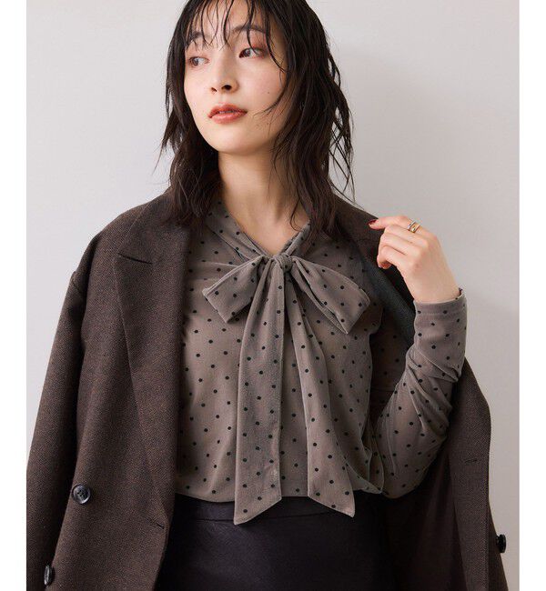 VIS「ベロアボウタイドットカットソー」|Tシャツ・カットソー|ベージュ系(28)