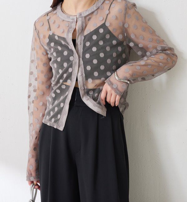  「【Nuel/ヌエル】 キャミ付きドットカーディガン」|カーディガン|