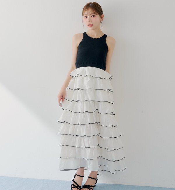  「【SALON by Chico】アメスリフリルティアードドッキングワンピース」|ワンピース|