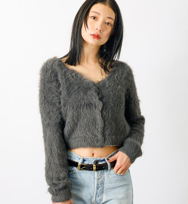 Rouge vif「【EVER AFTER】シャギーカーディガン / ニットカーディガン【WEB限定」|カーディガン|チャコールグレー