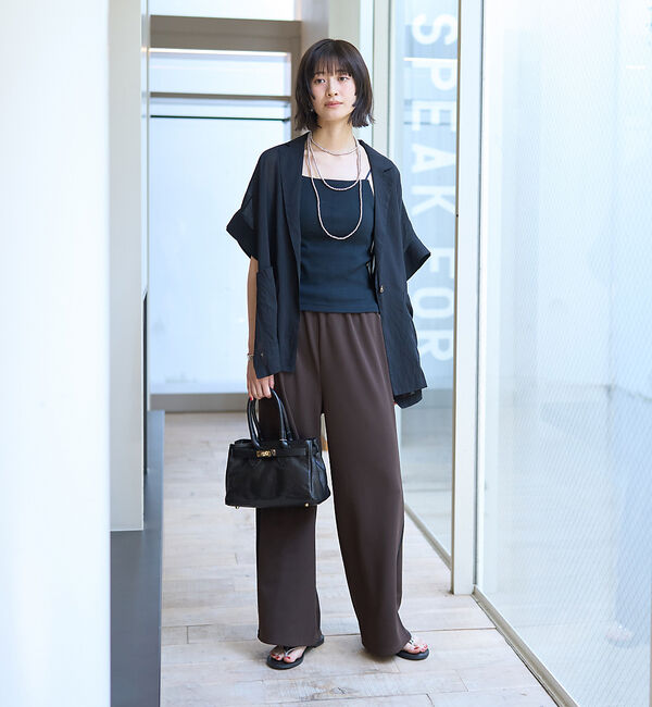 Rouge vif「【人気追加】強撚半袖シアーフォルムジャケット【予約】」|テーラードジャケット|