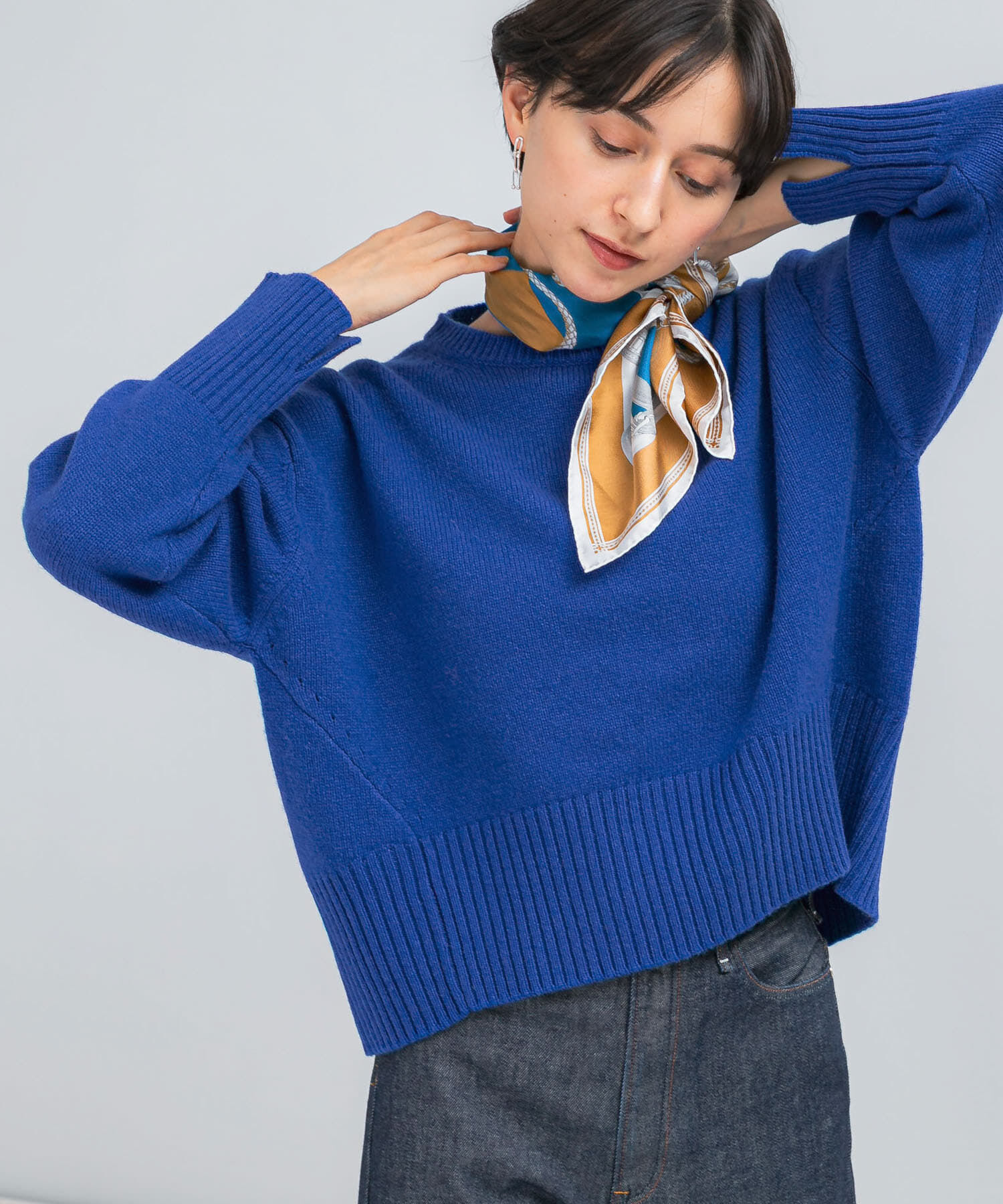 URBAN RESEARCH ROSSO「『WEB/一部店舗限定』エクストラファインシームデザインニット」|ニット・セーター|ロイヤルブルー