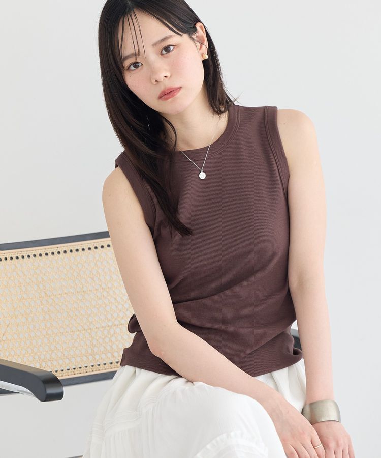 earth music&ecology「リブタンクトップ」|キャミソール|Brown