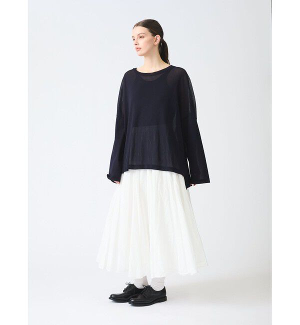 mizuiro ind「mizuiro ind メッシュロングスリーブワイドT」|Tシャツ・カットソー|