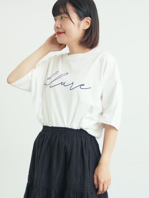 Samansa Mos2「バイオ加工ロゴプリントワイドTシャツ」|Tシャツ・カットソー|