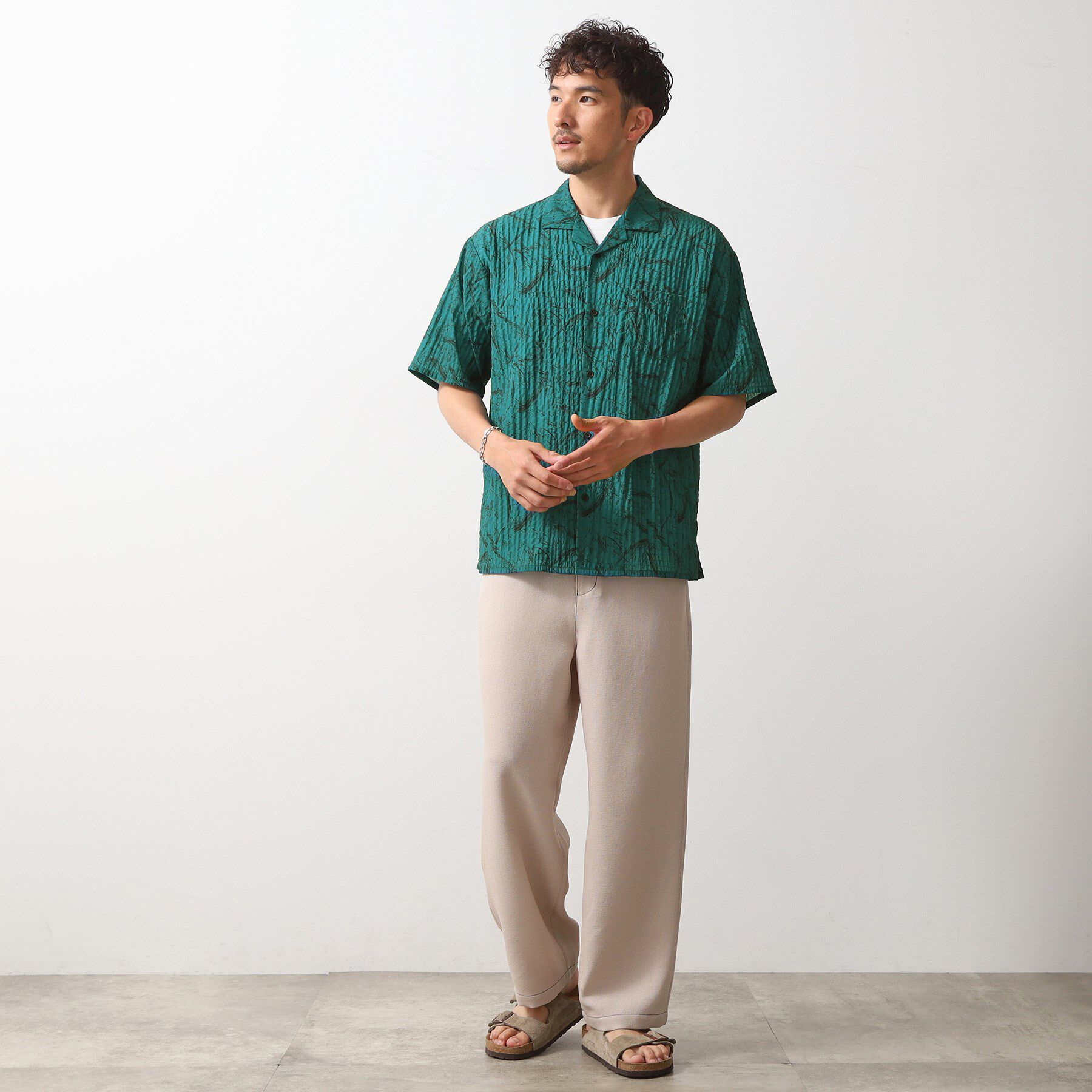 THE SHOP TK「総柄サッカー半袖シャツ マ洗濯機OK」|シャツ・ブラウス|
