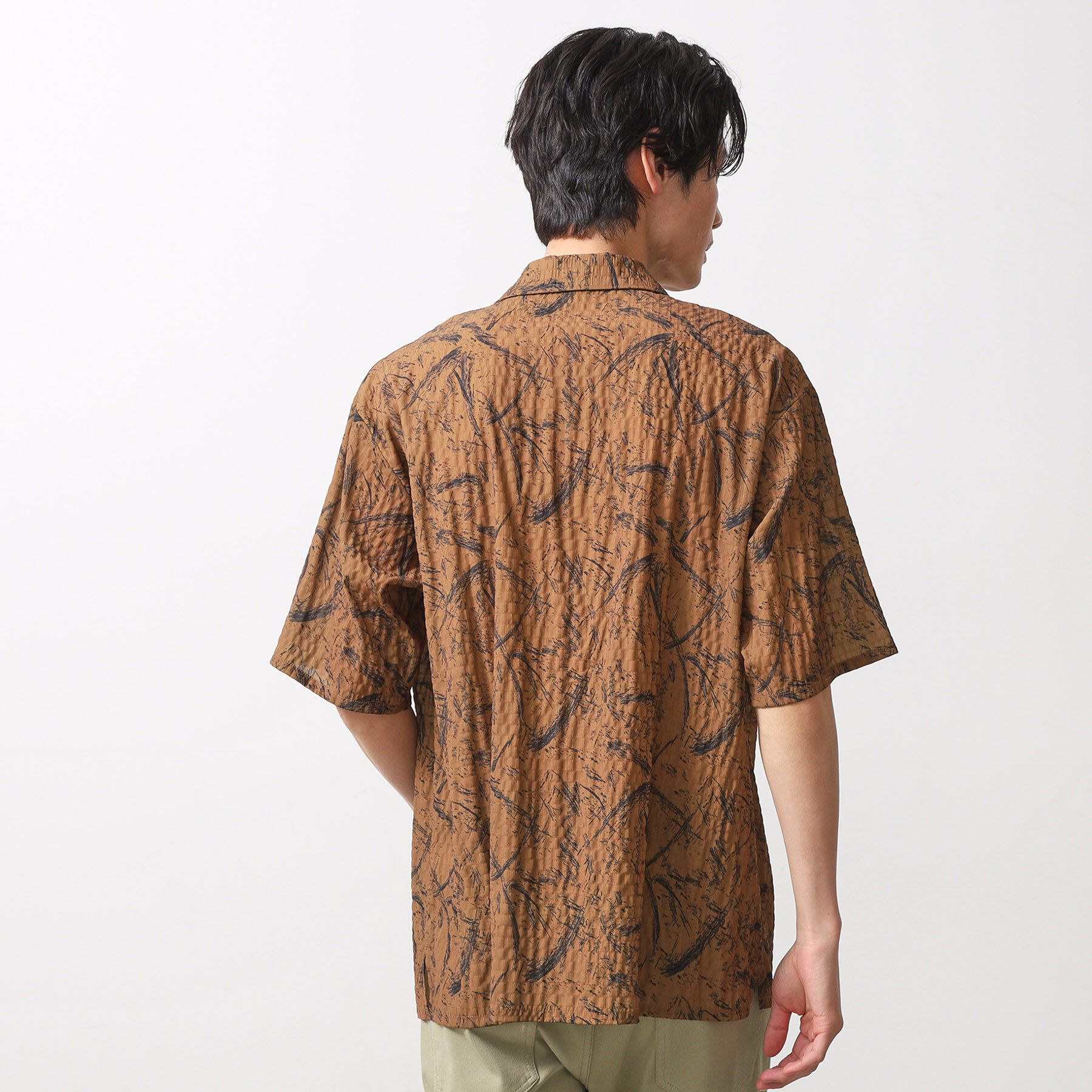 THE SHOP TK「総柄サッカー半袖シャツ マ洗濯機OK」|シャツ・ブラウス|