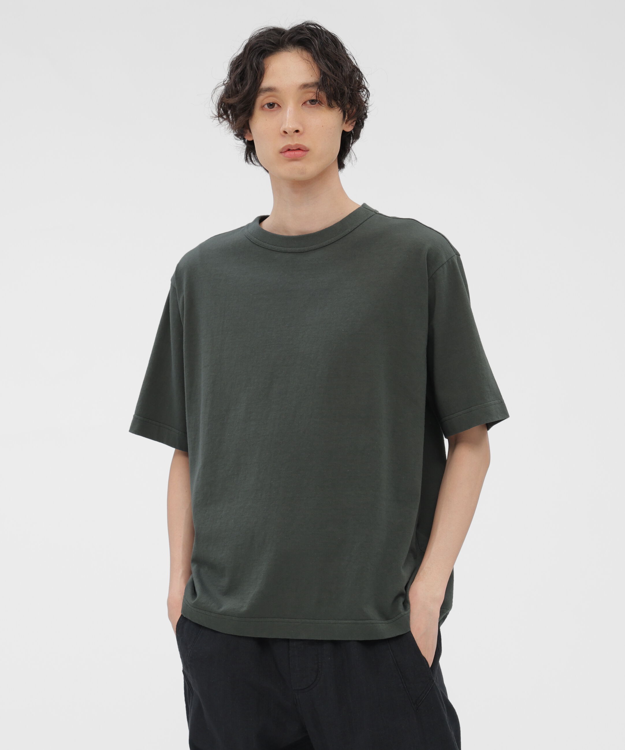 MHL.「RAW SLUB COTTON JERSEY TOP」|Tシャツ・カットソー|DARK GREEN3