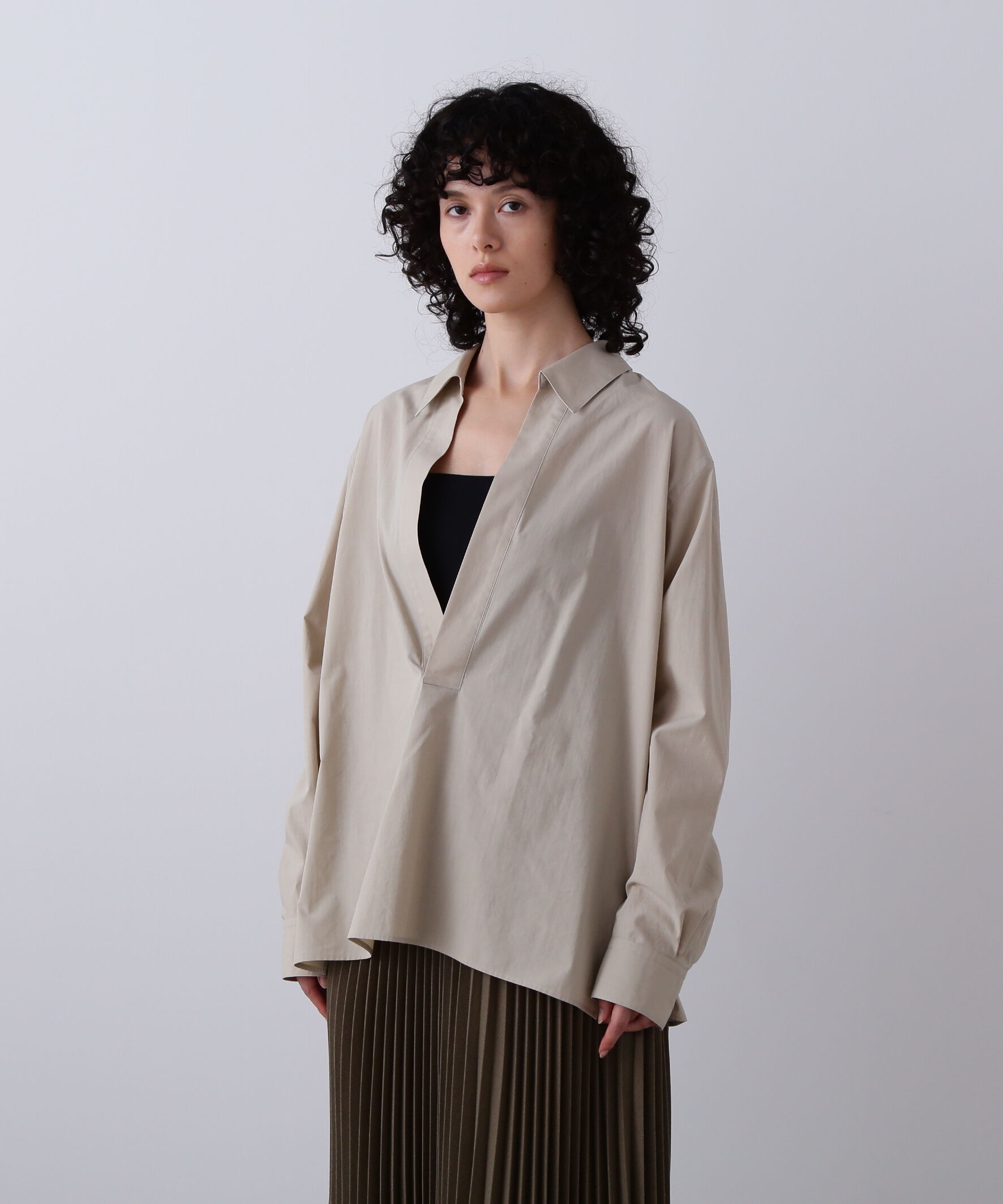 YLEVE 「YLEVE / COTTON SILK TYPEWRITER SKIPPER SHIRT」|シャツ・ブラウス|イエロー