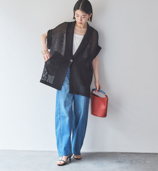 Doux archives「【ロングHIT/名品】メッシュフレンチスリーブジャケット／」|テーラードジャケット|