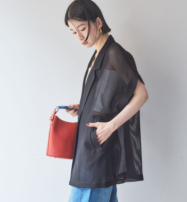 Doux archives「【ロングHIT/名品】メッシュフレンチスリーブジャケット／」|テーラードジャケット|