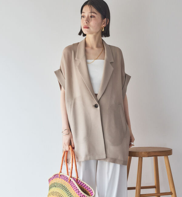 Doux archives「【ロングHIT/名品】メッシュフレンチスリーブジャケット／」|テーラードジャケット|