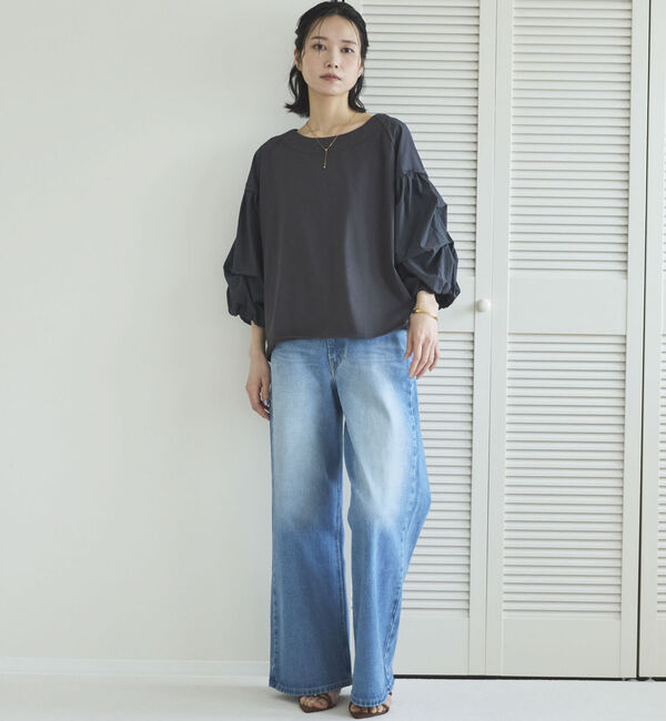Doux archives「【接触冷感／イージーケア】タックデザイントップス」|Tシャツ・カットソー|