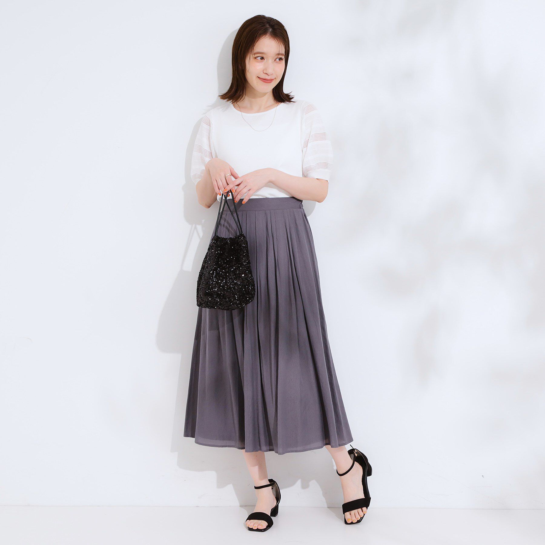 SHOO･LA･RUE「【S-LL】大人上品な お袖シアー切り替えニット」|ニット・セーター|