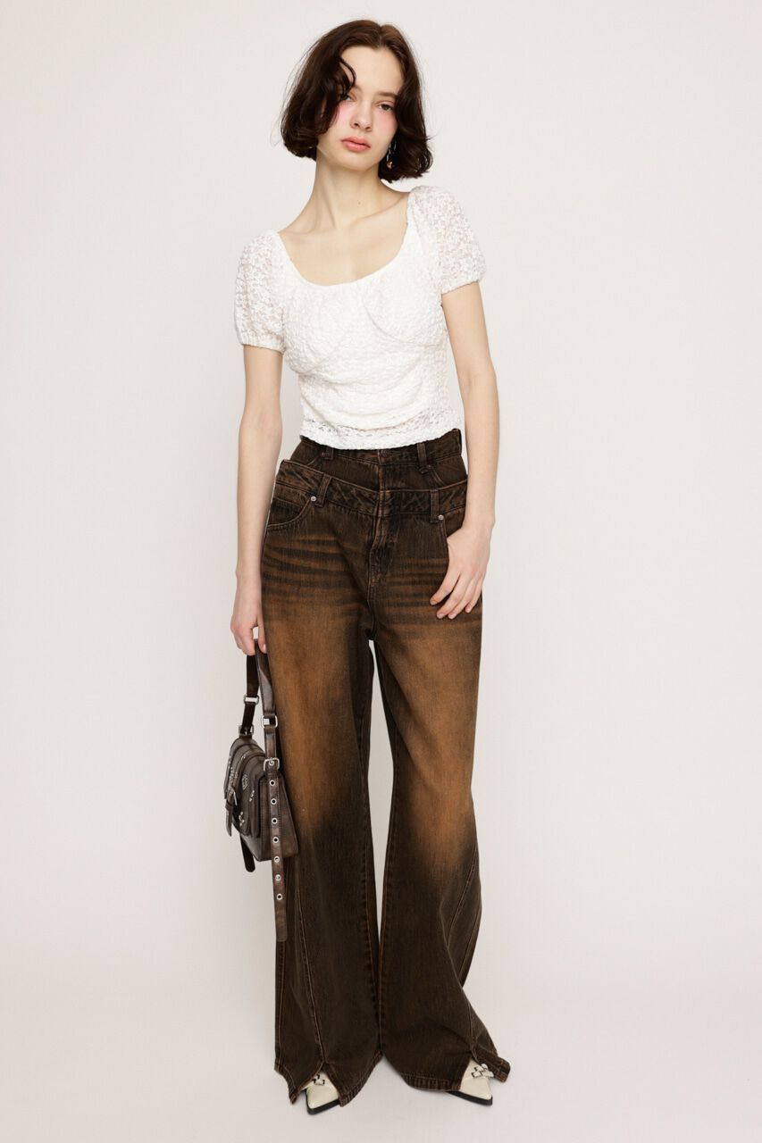 SLY「PUFF SLEEVE GATHER CUT トップス」|Tシャツ・カットソー|