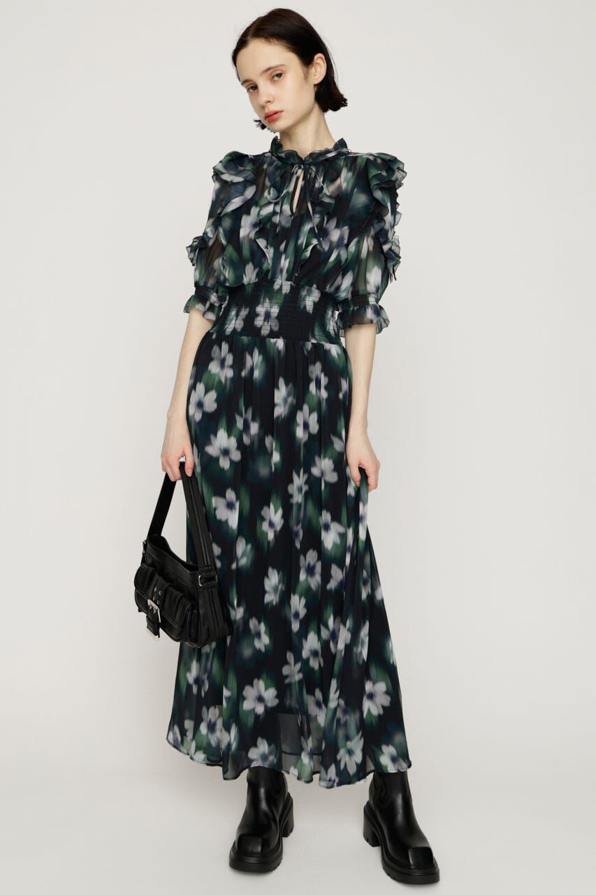 SLY「BLUR FLOWER LONG ワンピース」|ワンピース|M/BLK7