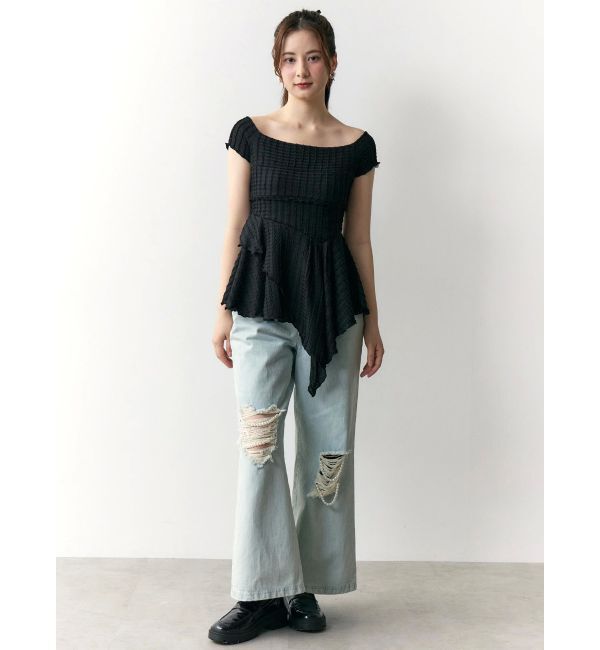 CALNAMUR「アシンメトリーヘムウェーブトップス」|Tシャツ・カットソー|