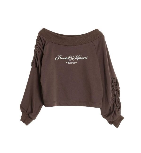 CALNAMUR「2WAY オフショルリボンスウェットプルオーバー」|Tシャツ・カットソー|ブラウン