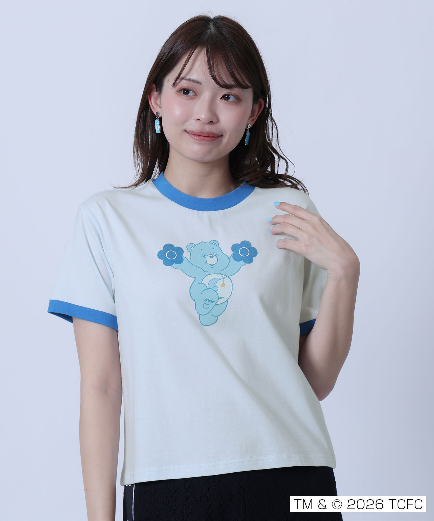 MARY QUANT「Care Bears(TM) リンガー Tシャツ」|Tシャツ・カットソー|ブルー