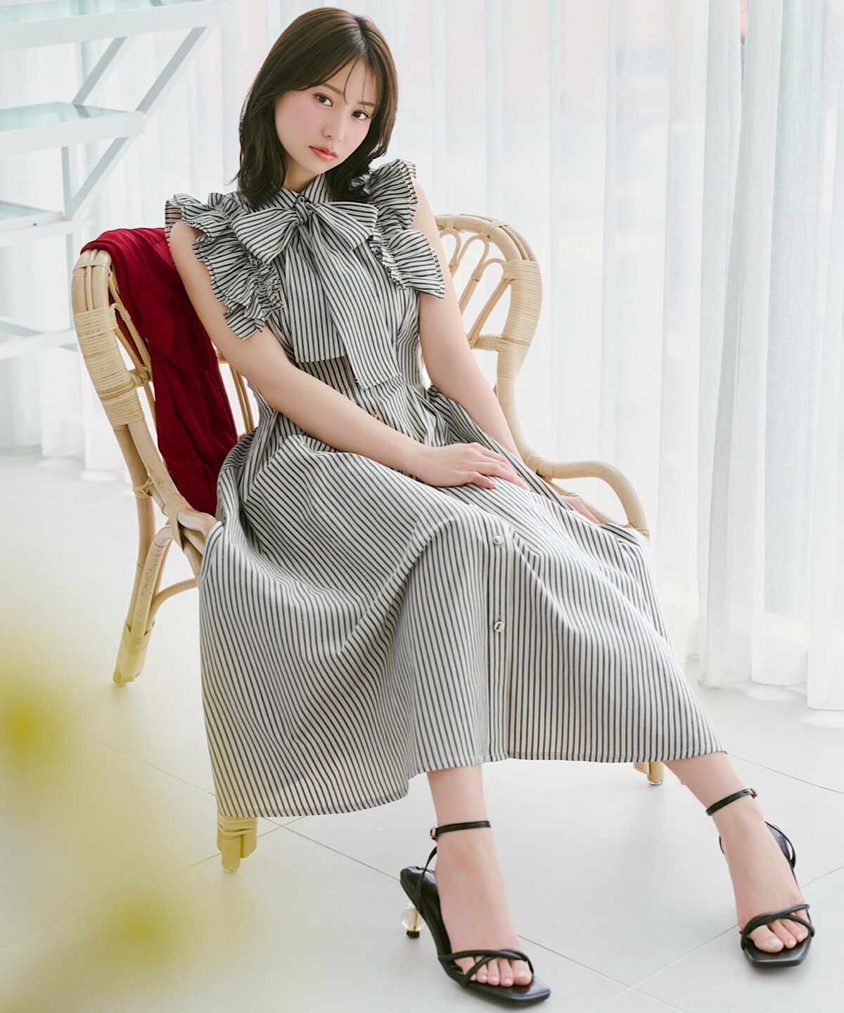 WILLSELECTION「フリルスリーブボウタイシャツワンピース」|ワンピース|