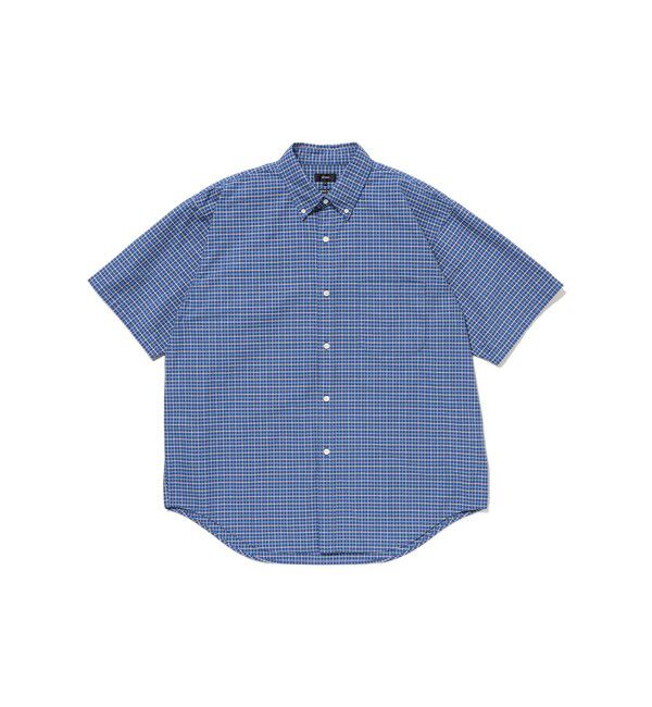 BEAMS「オックスフォード ボタンダウンシャツ 5分丈【ワイドフィット】」|シャツ・ブラウス|BLUE_CHK