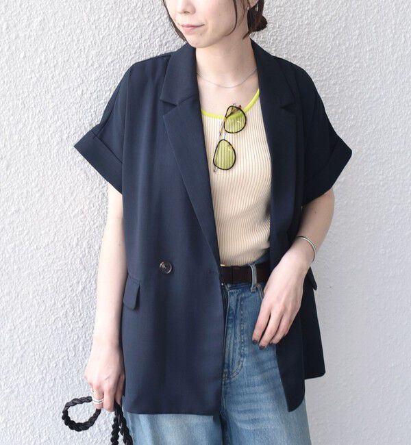 SHIPS Colors 「《予約》SHIPS Colors:〈手洗い可能〉クリスピー ダブルブレスト 5分袖 ジャケット2◆」|その他|ネイビー