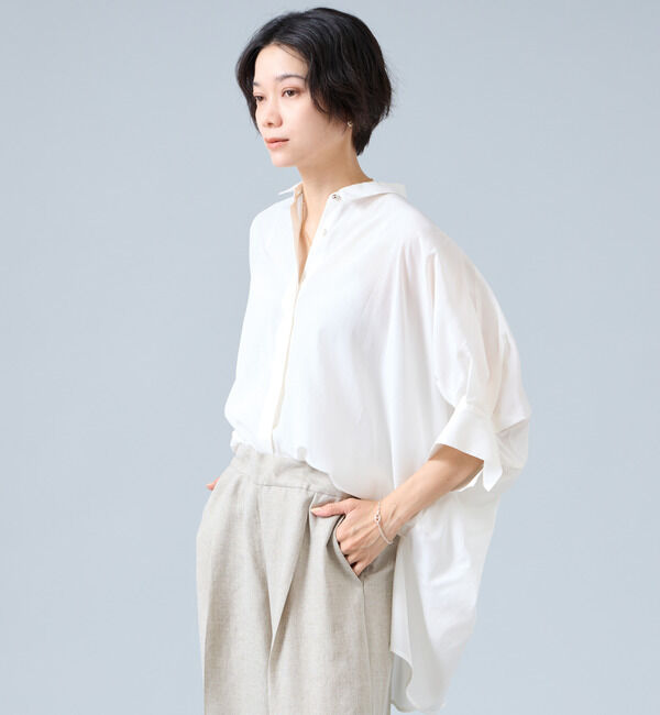 Liesse「オーガニックコットンワイドシャツ」|シャツ・ブラウス|ホワイト