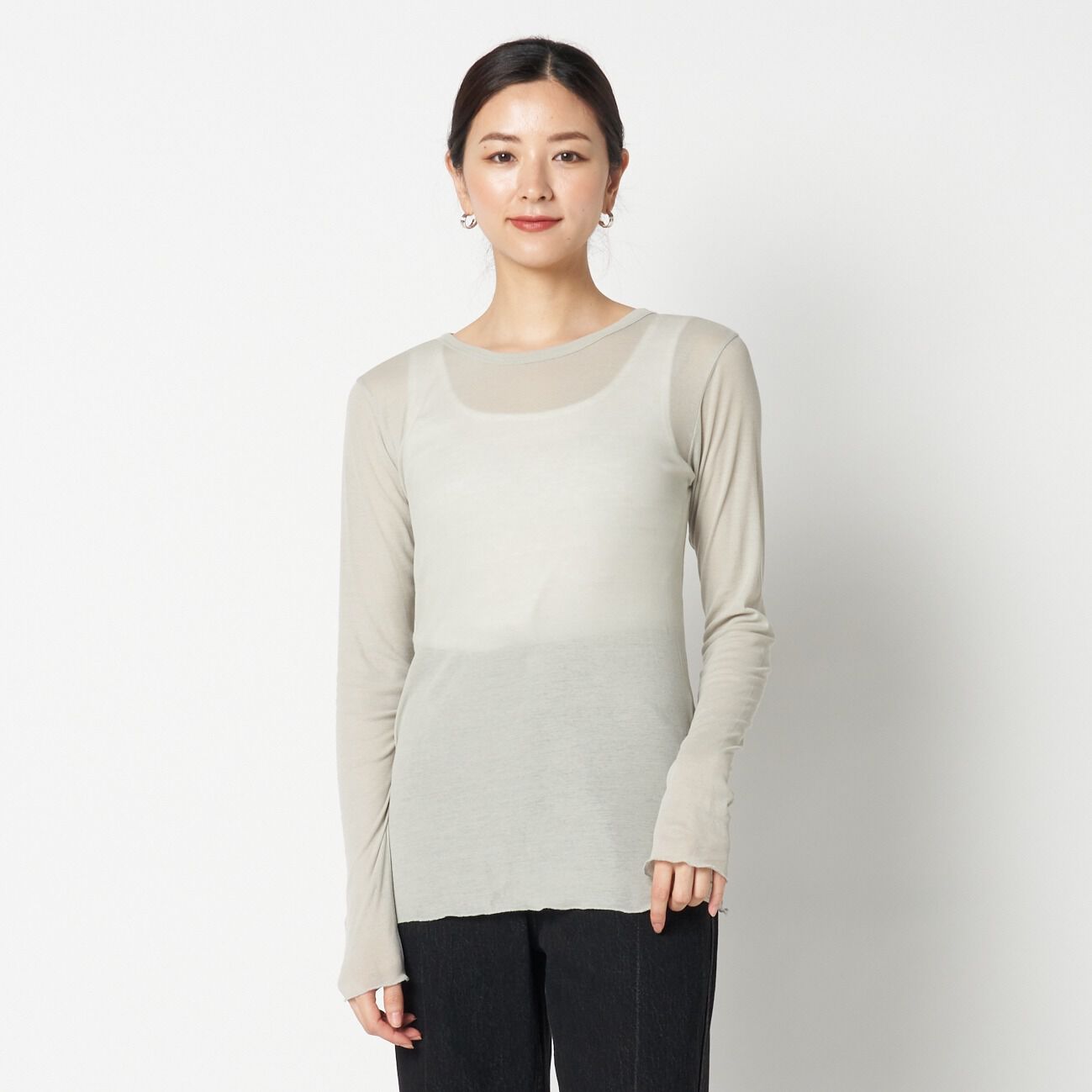 HELIOPOLE「HELIOPOLE 【smooth skin series】SHEER RIB JERSEY CREW」|Tシャツ・カットソー|