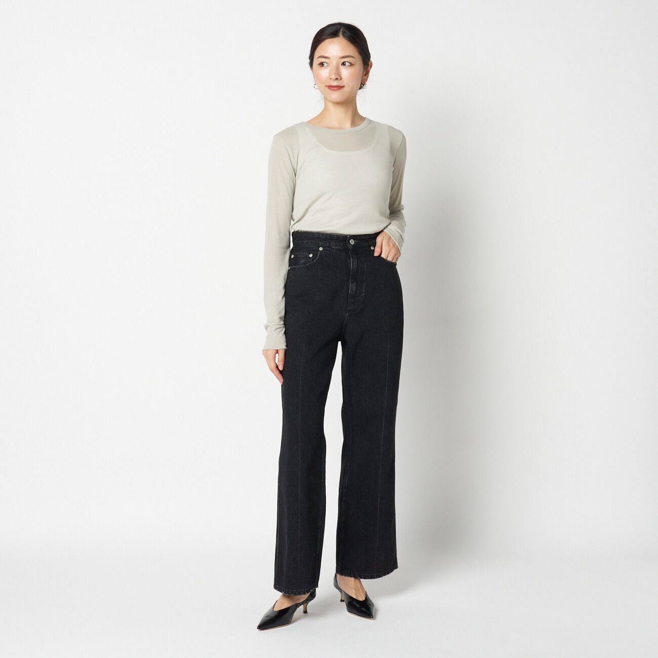 HELIOPOLE「HELIOPOLE 【smooth skin series】SHEER RIB JERSEY CREW」|Tシャツ・カットソー|