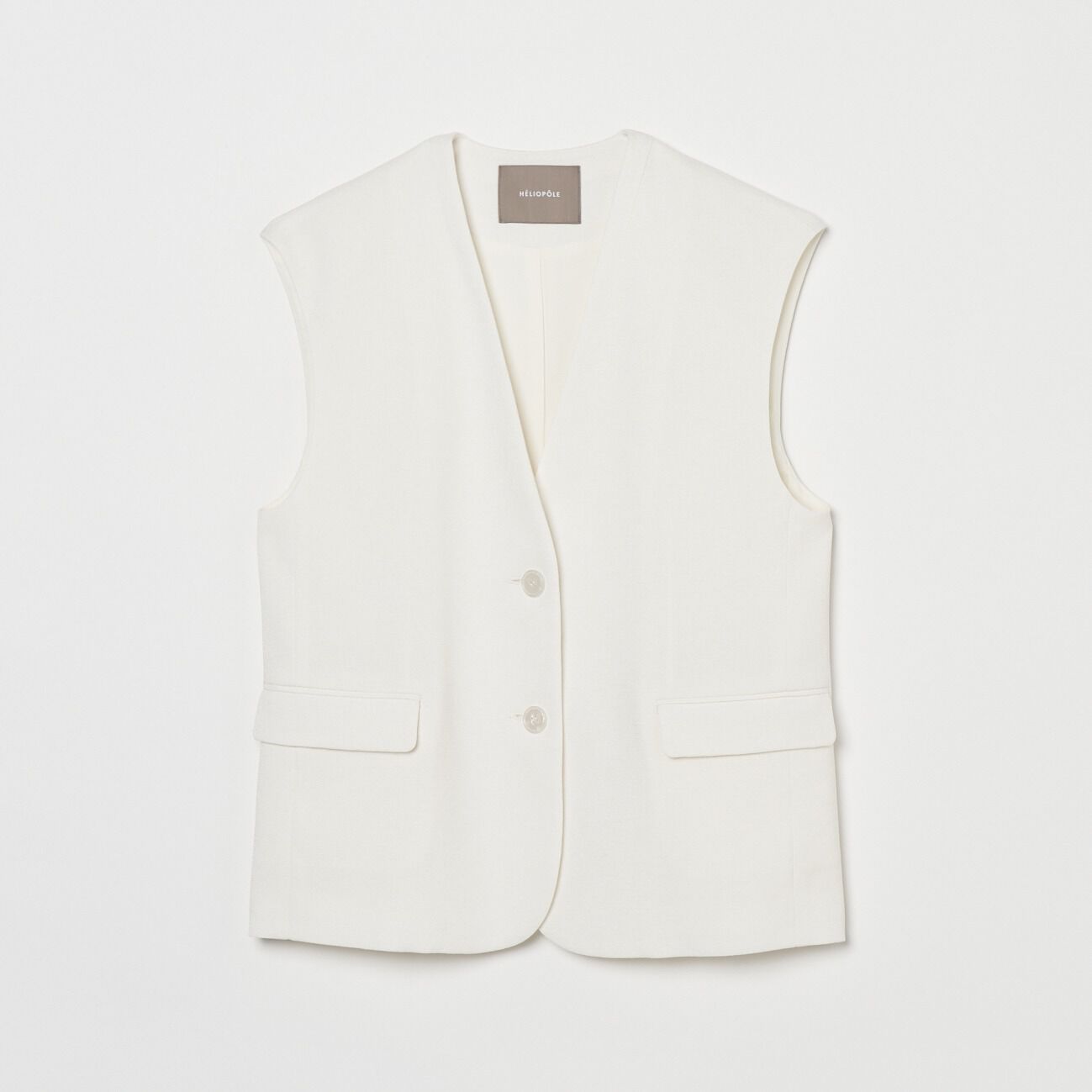 HELIOPOLE「HELIOPOLE FAUX LINEN BIG GILLET」|ベスト・ジレ|ホワイト