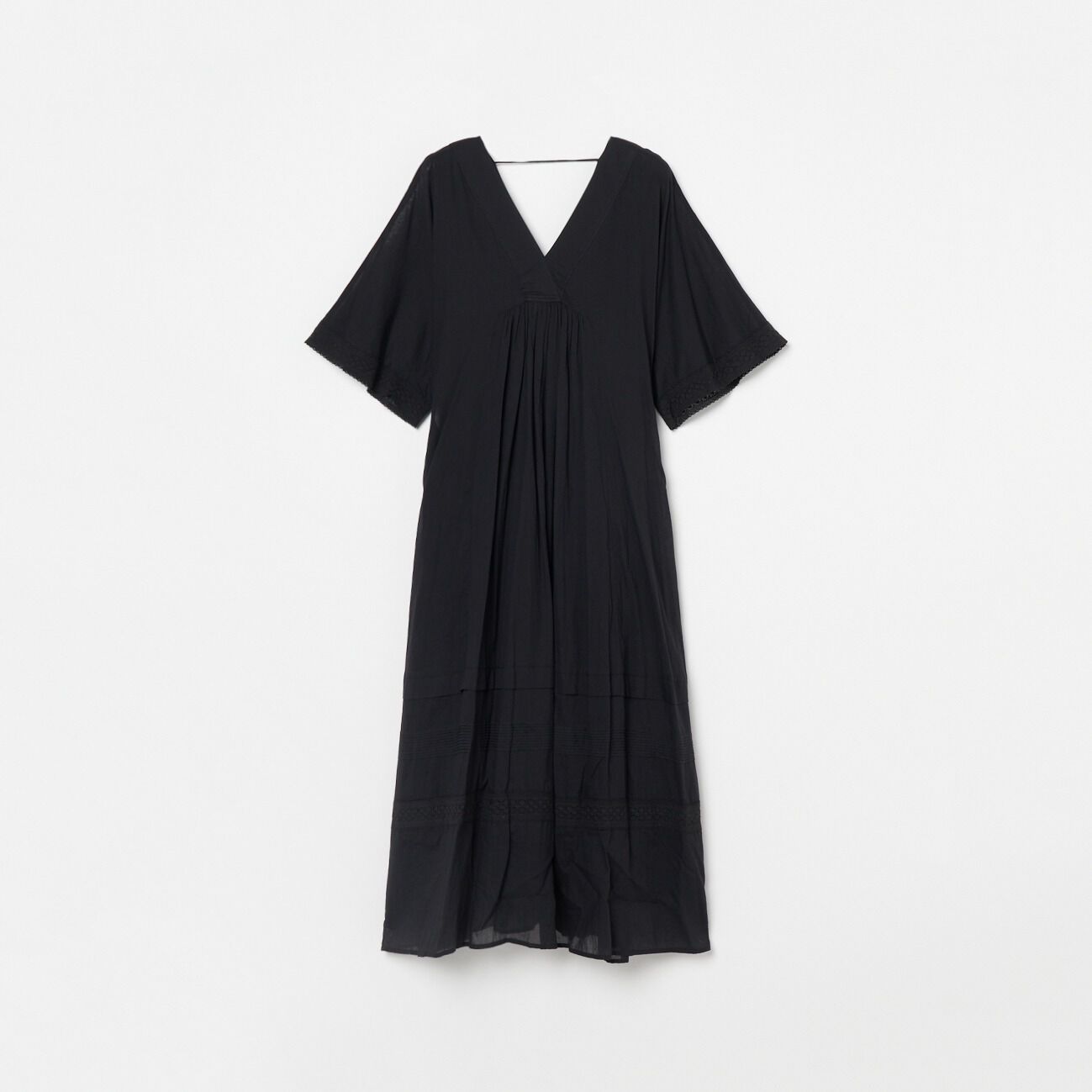  「SARA MALLIKA COTTON VOILE LACE PINTUCK DRESS」|ワンピース|ブラック