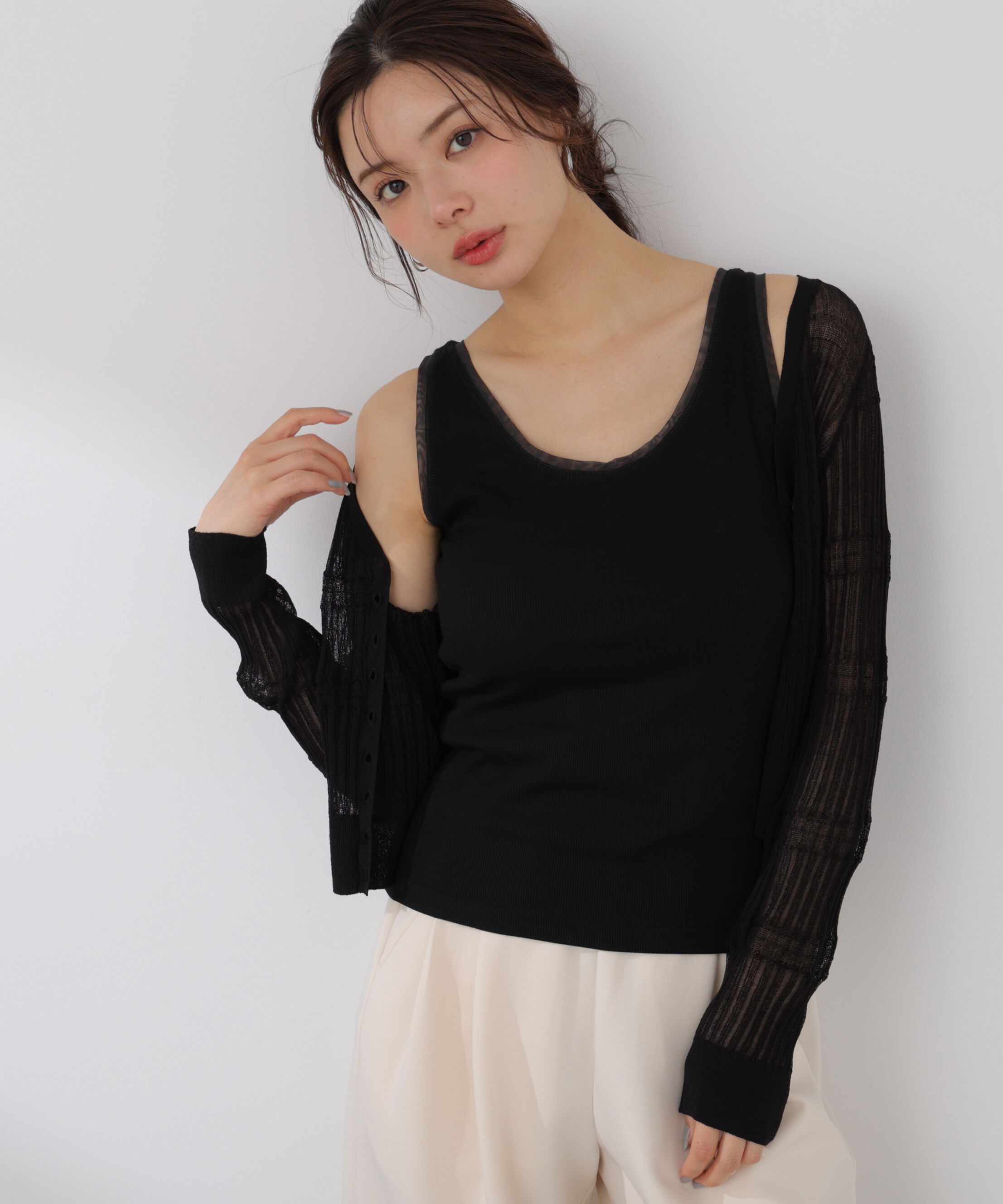 PROPORTION BODY DRESSING「チュールトリムタンクトップ 26SS」|Tシャツ・カットソー|
