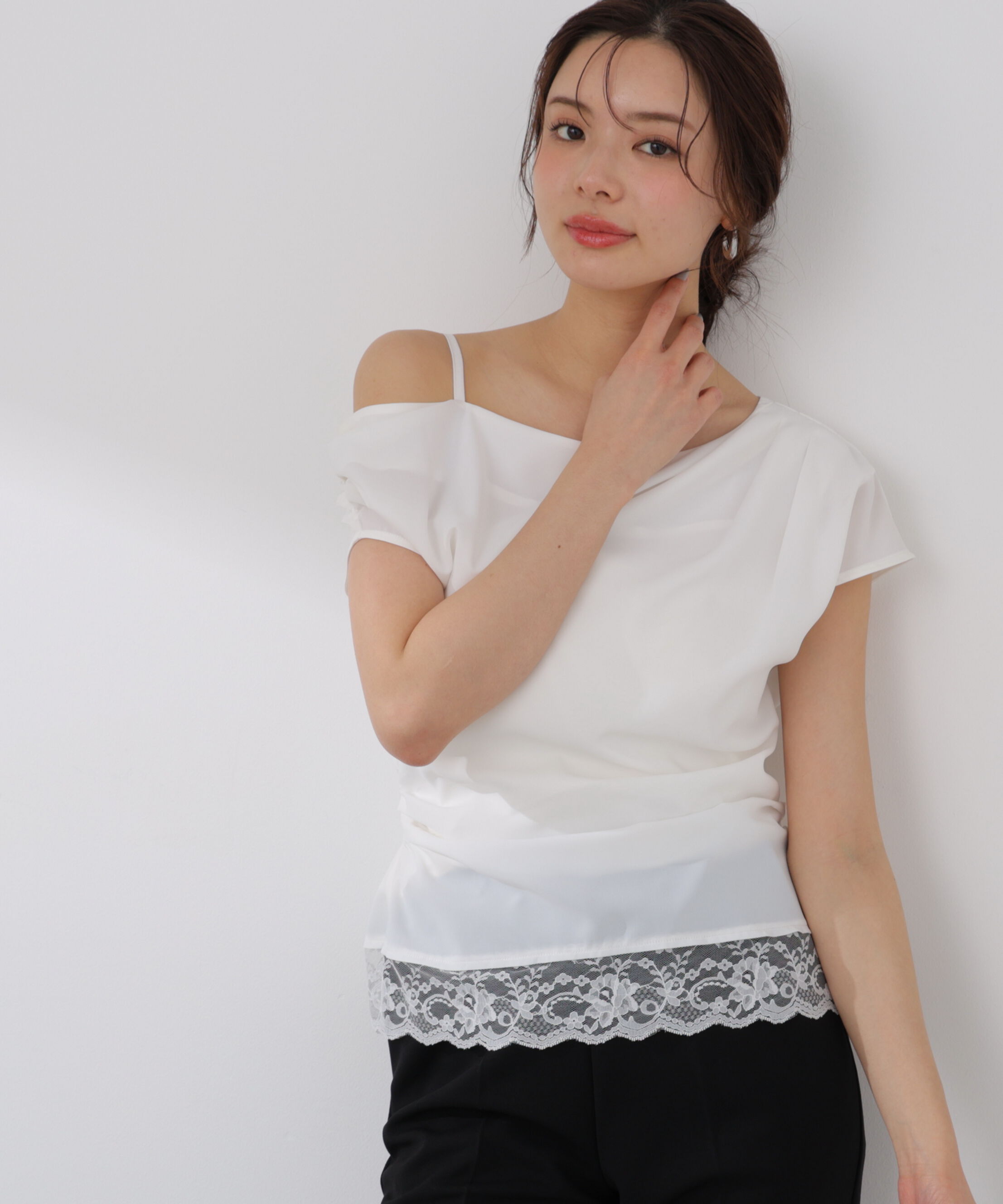PROPORTION BODY DRESSING「〈a/mie〉アシメドレープブラウス」|シャツ・ブラウス|