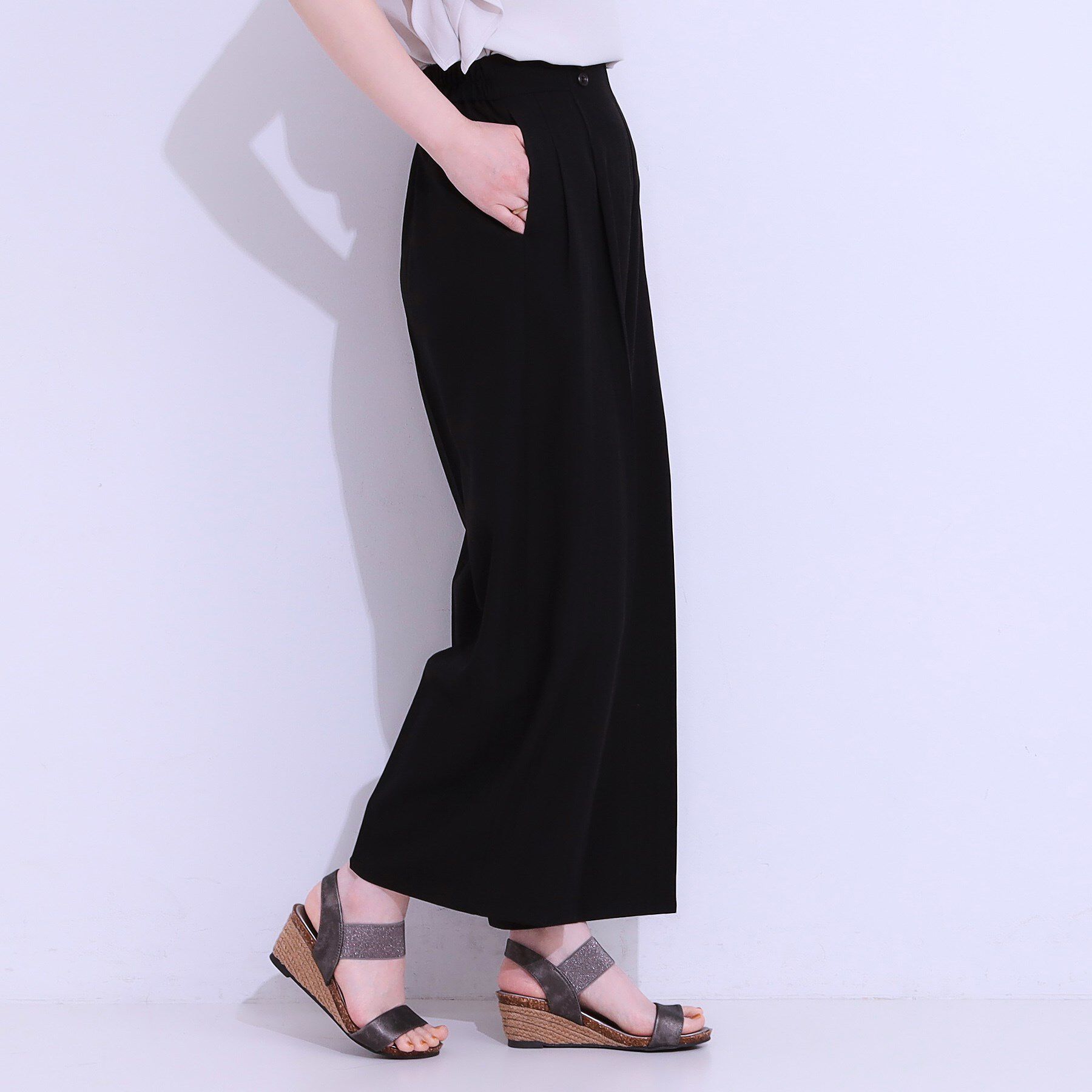 SHOO･LA･RUE「【セットアップ可】麻調ストライプワイドパンツ」|その他|