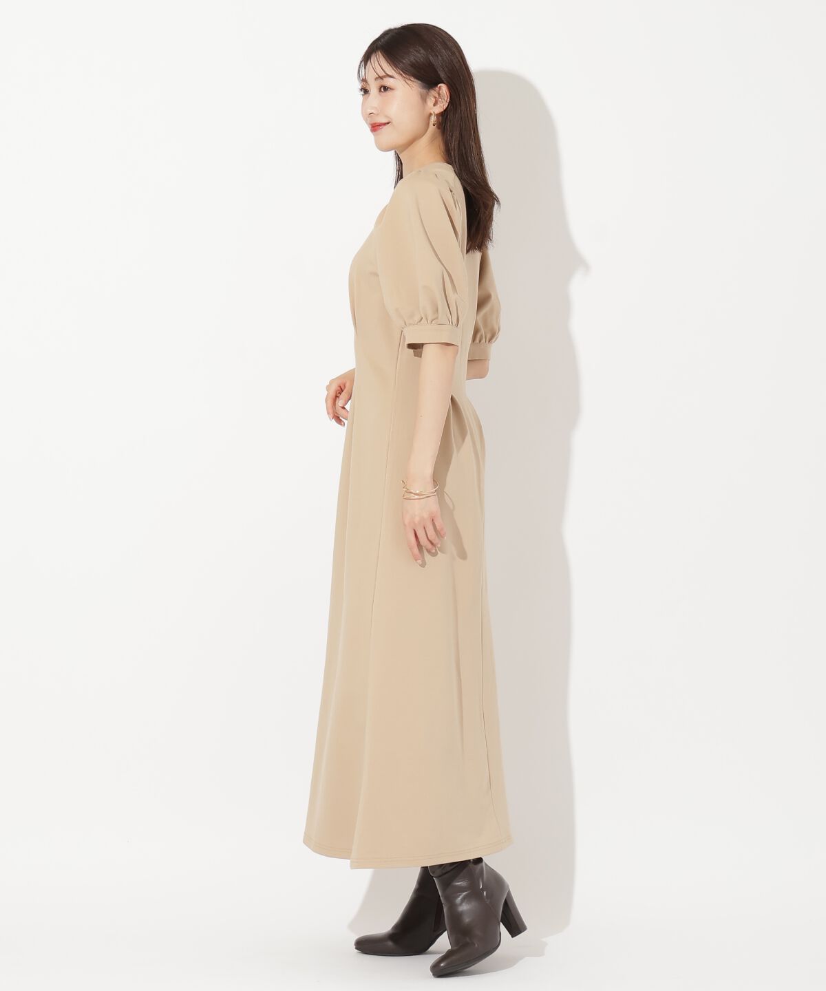 アンドクチュール「ポンチウエストタックワンピース」|ワンピース|