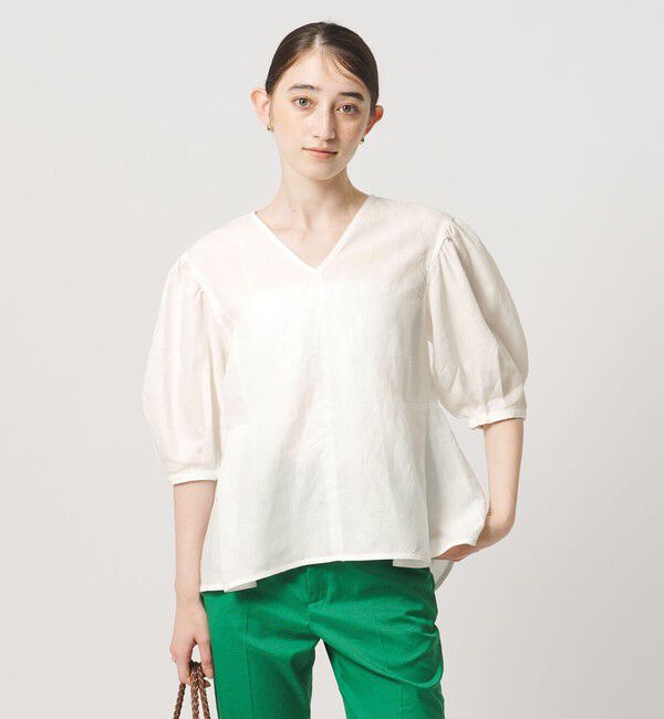 UNITED ARROWS「リネン フレア パフスリー ブブラウス ‐ウォッシャブル‐」|シャツ・ブラウス|