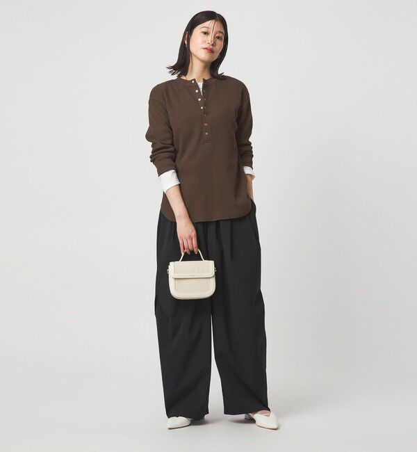 UNITED ARROWS green label relaxing「【WEB限定】＜at ease＞ワッフル ヘンリーネック 5分袖 カットソー」|Tシャツ・カットソー|